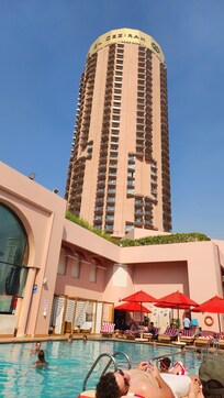 View of the hotel from the pool