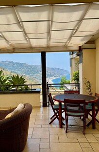 Side shot of the outdoor balcony.