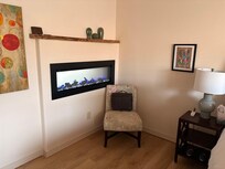 Master bedroom accent fireplace