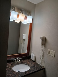 Small area in the bathroom for prepping before going out.