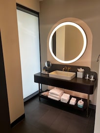 Bathroom was nice. Could have used more water pressure.