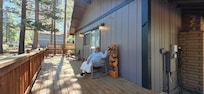 Grandma enjoying the front patio.