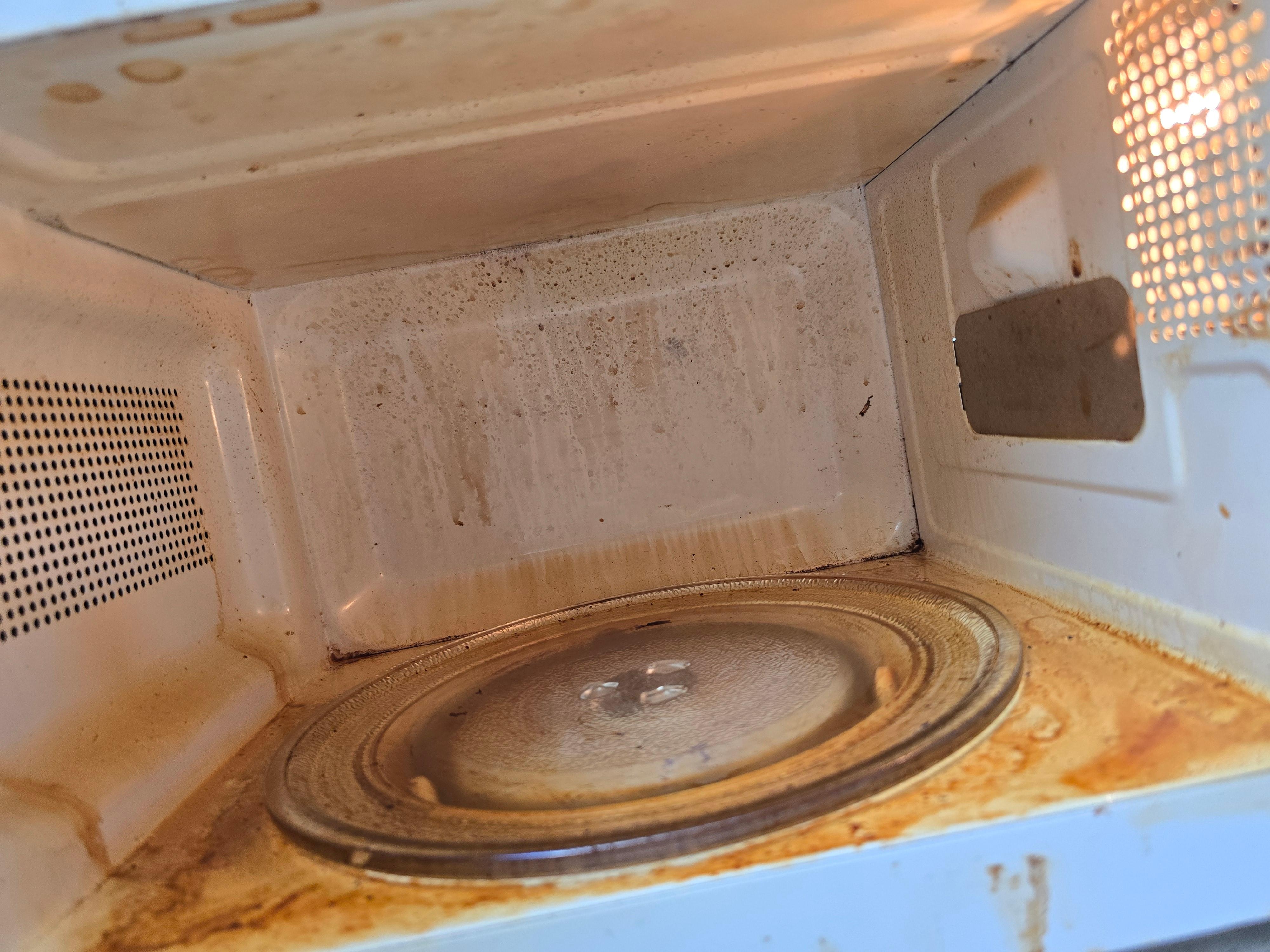 Inside of the resort microwave