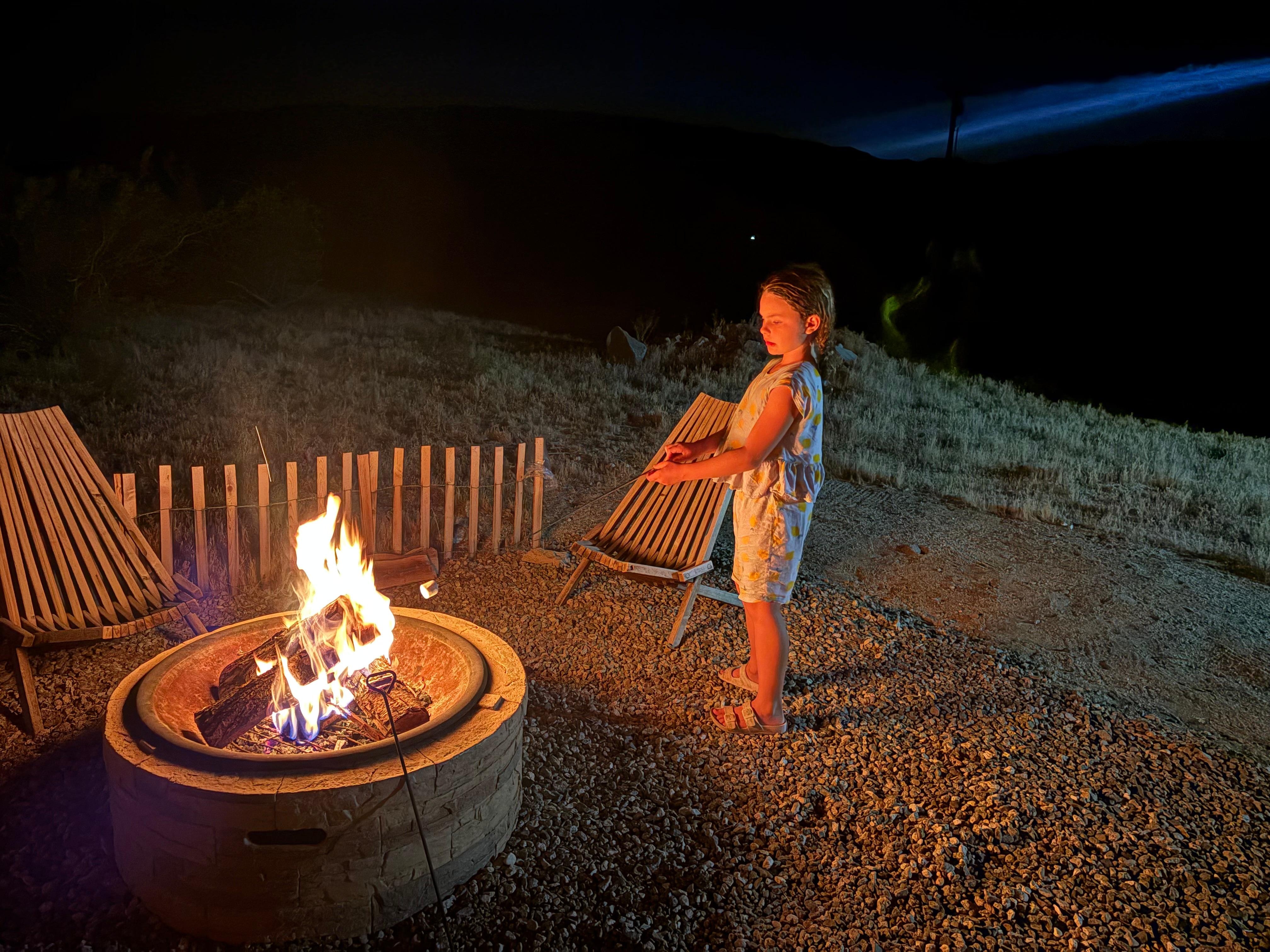 Fire pit for making s’mores- metal sticks provided 