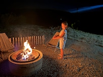 Fire pit for making s’mores- metal sticks provided