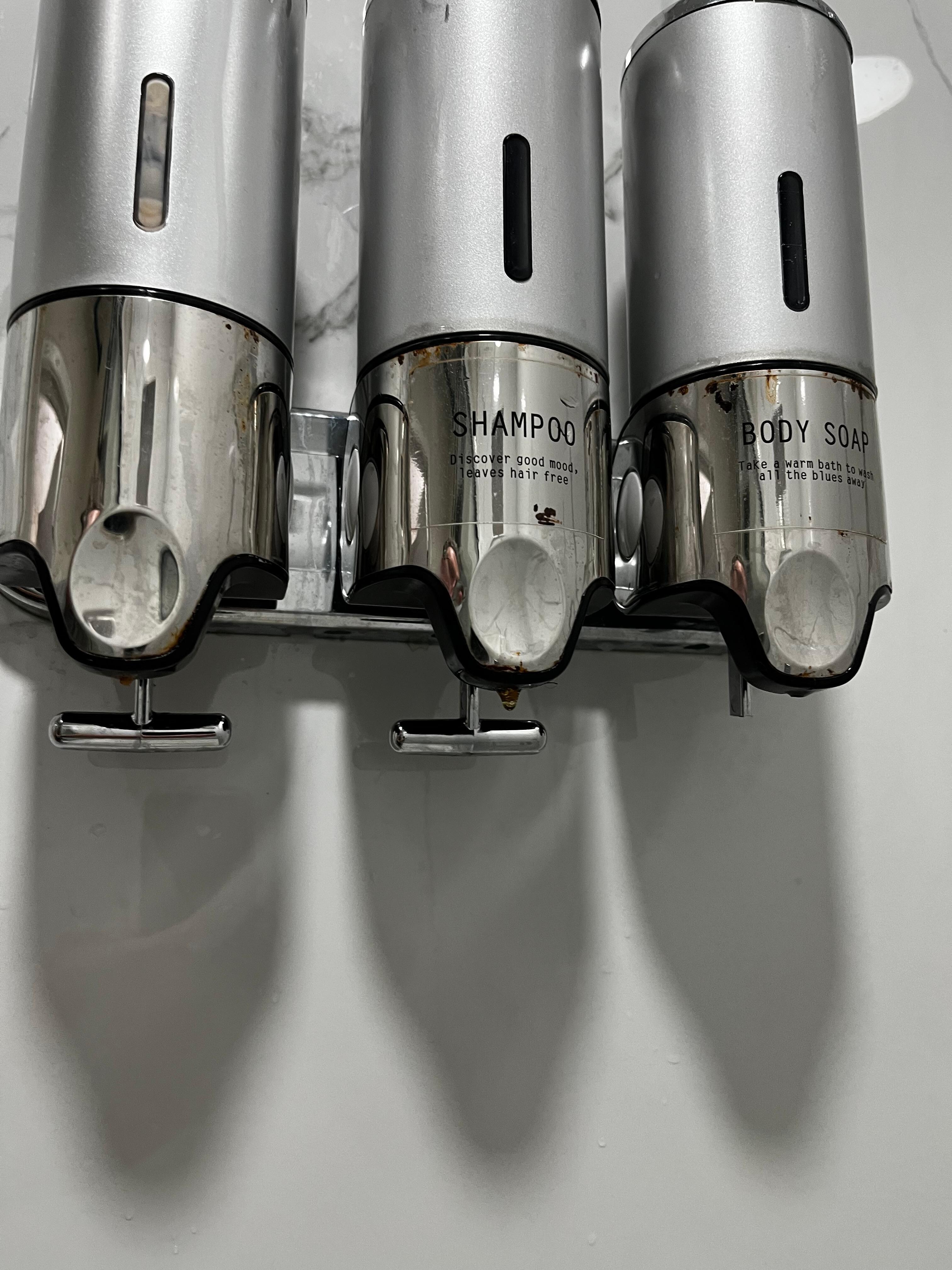 Shower gel kept falling off the wall.  Maybe that’s why it was broken.  Plus it was empty