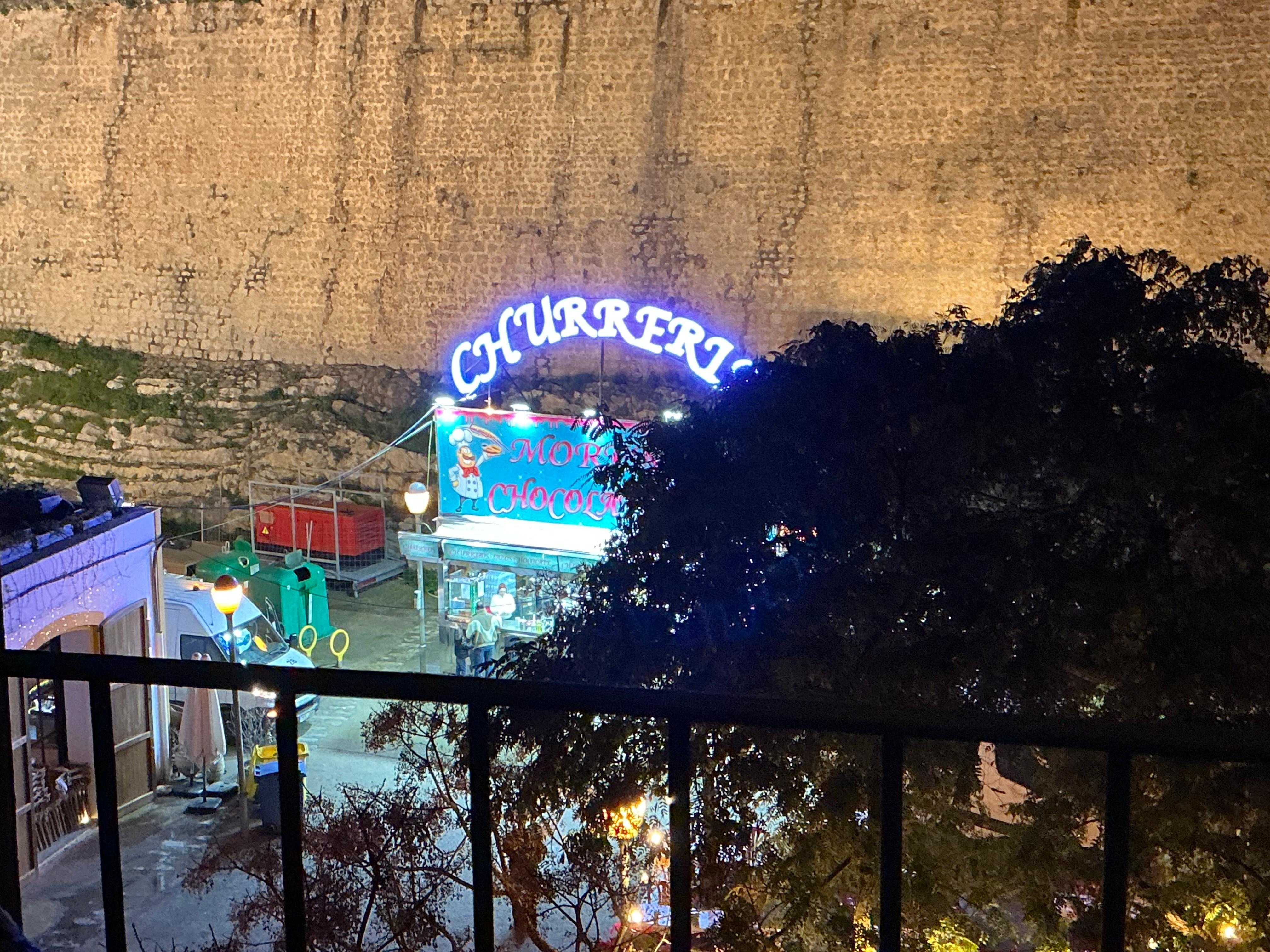The churro wagon, from my room.