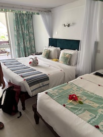 Our bedroom - one huge double bed and a single bed