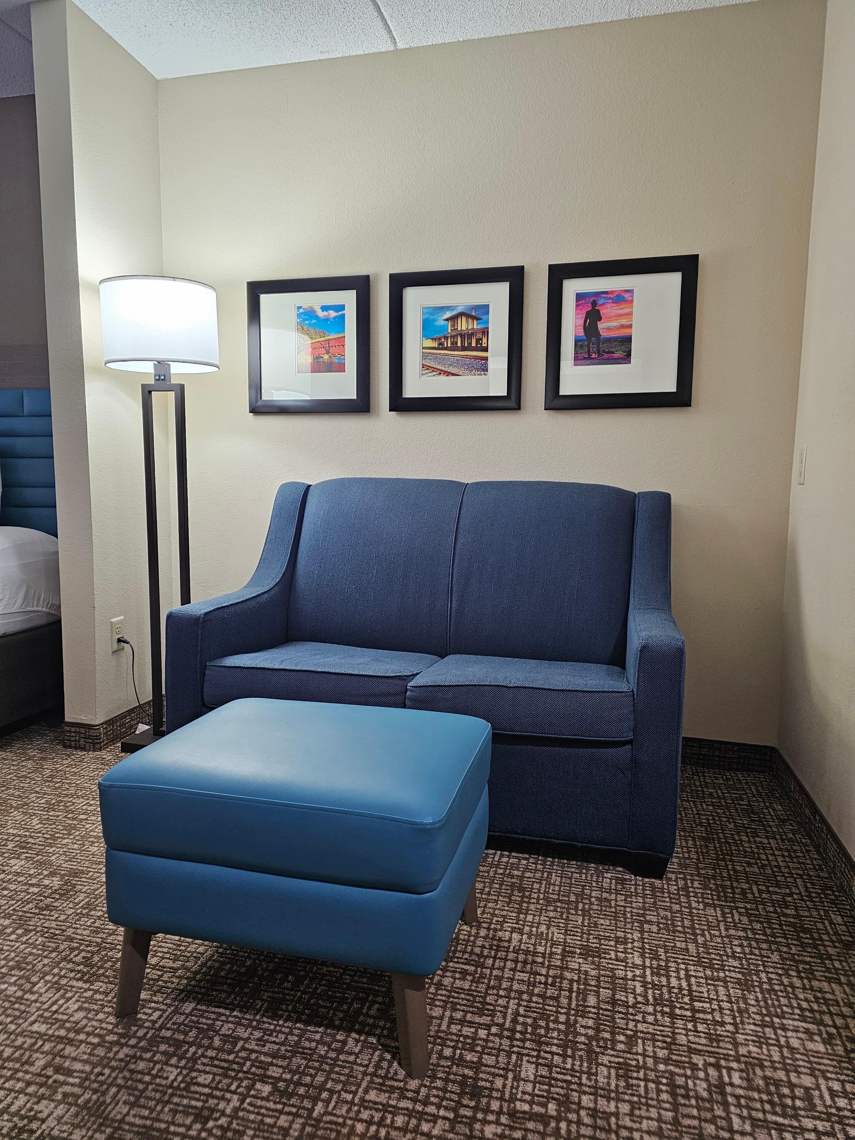 Nice pictures/ prints on the wall  ...sofa was comfortable.