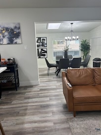 Open floor plan accommodates large parties well.