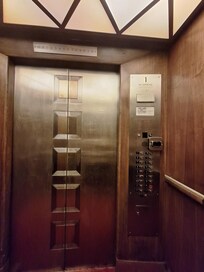 Inside the elevator.