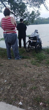 My son in his wheelchair being able to fish again!