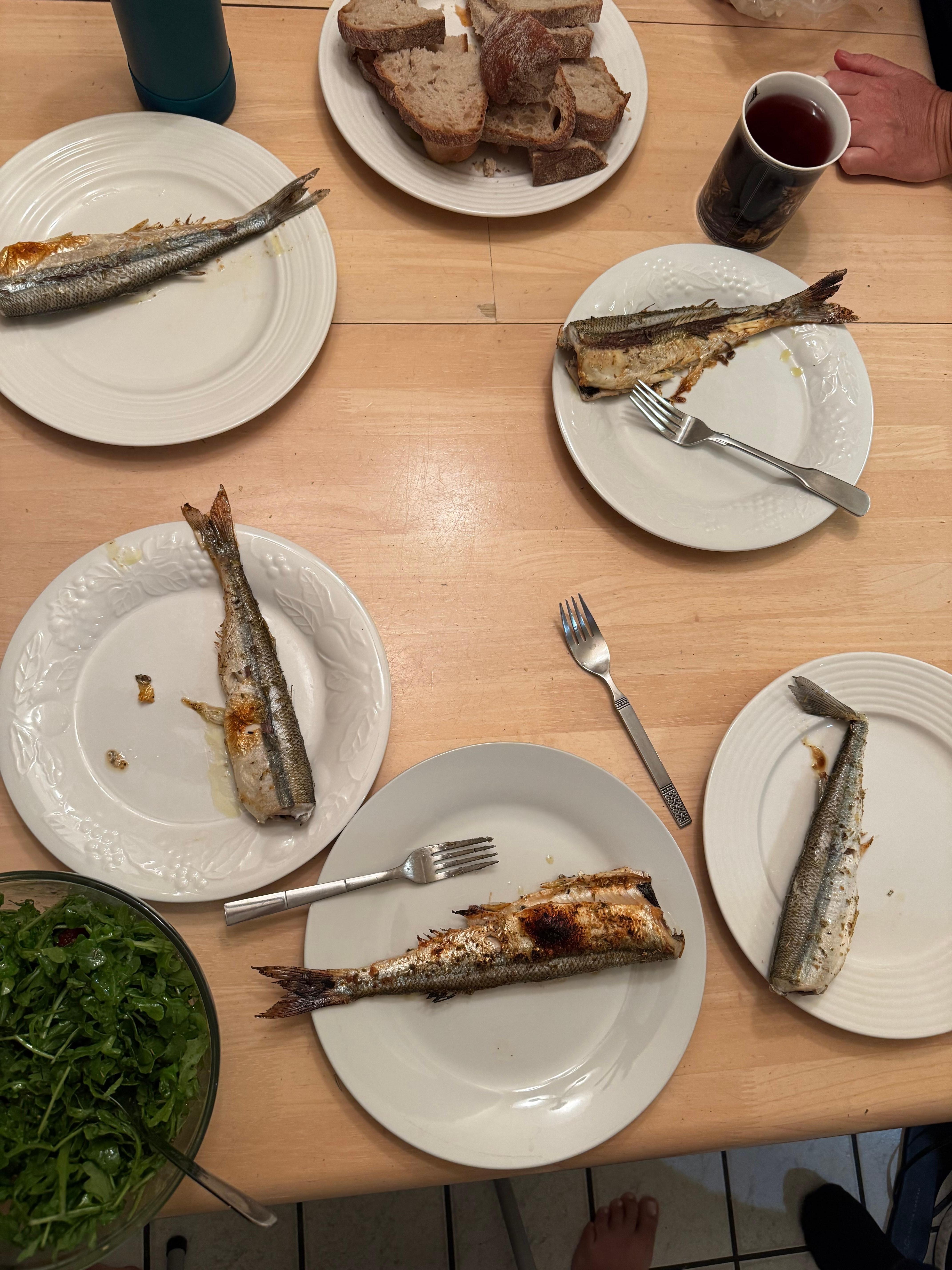 Home cooked meal from fish we caught at the pier.