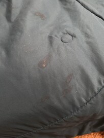 The inside of the comforter by the pollow