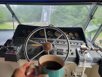 Taking the yacht out for a spin with my morning coffee.