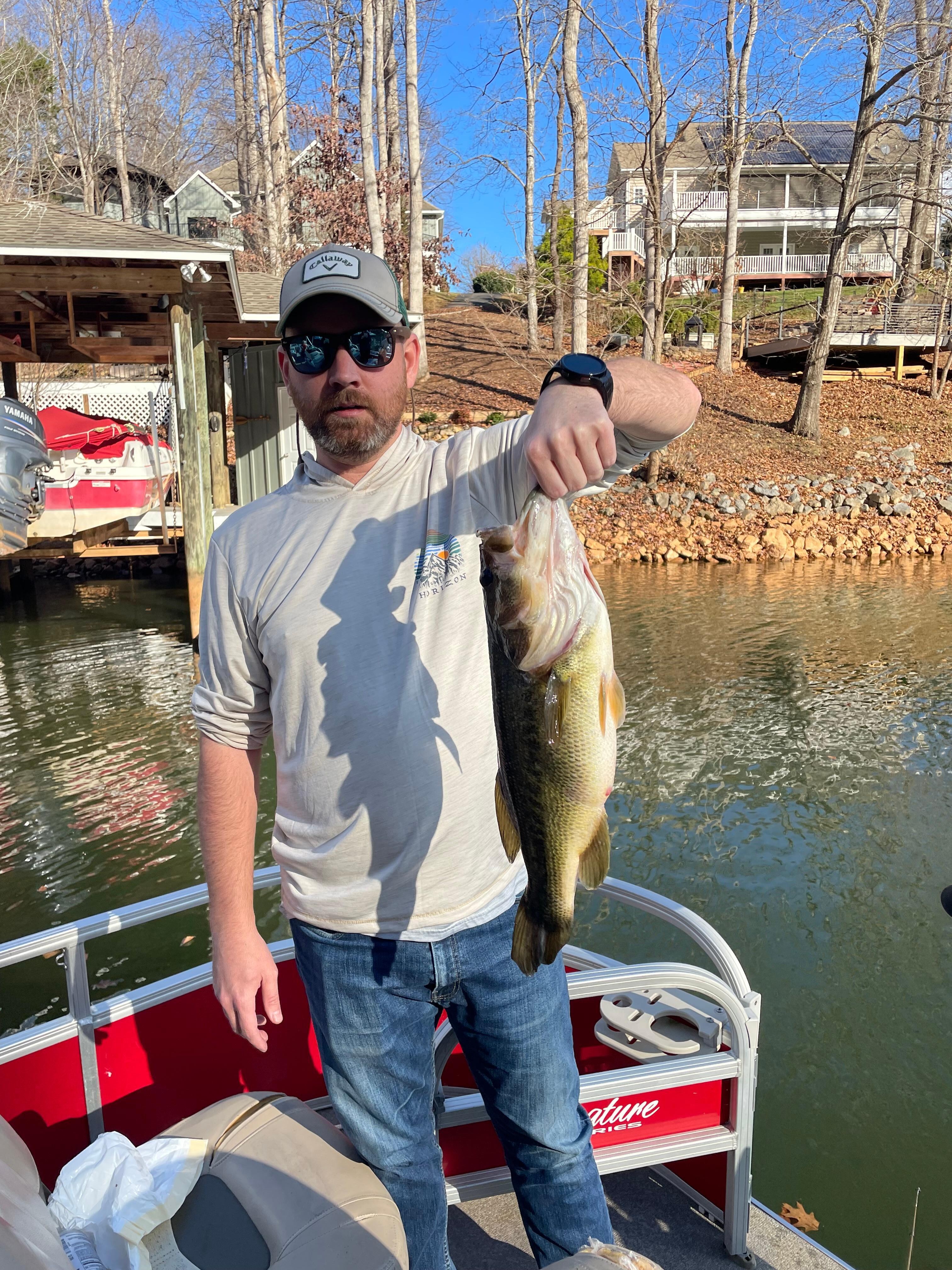 We rented a pontoon boat for the day and our son caught a 3-4lb largemouth bass! 
