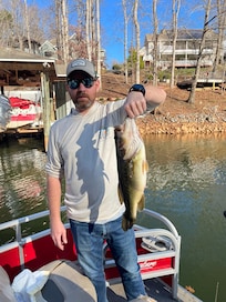 We rented a pontoon boat for the day and our son caught a 3-4lb largemouth bass!