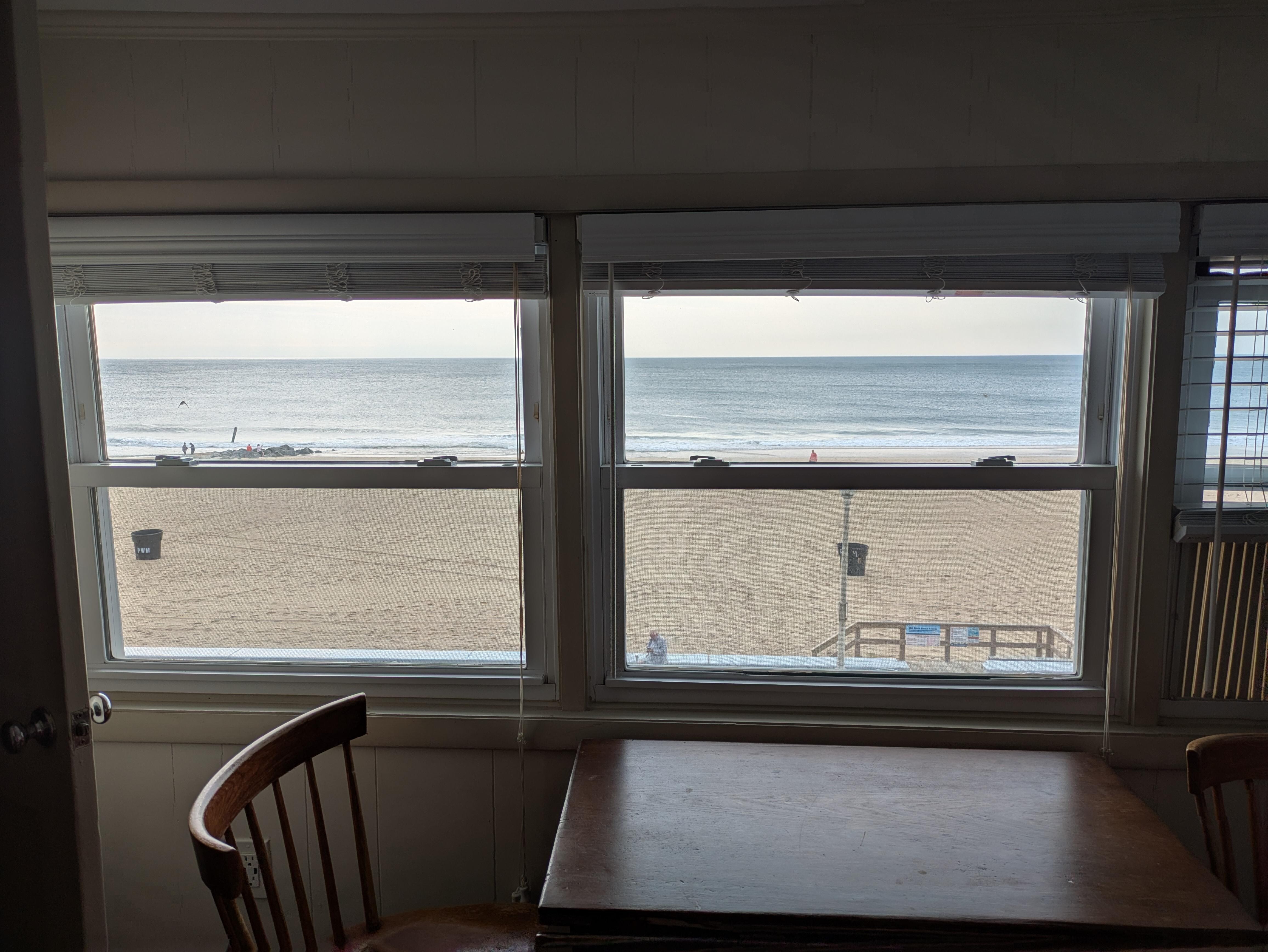 The view from the living room. There is no balcony with this room.