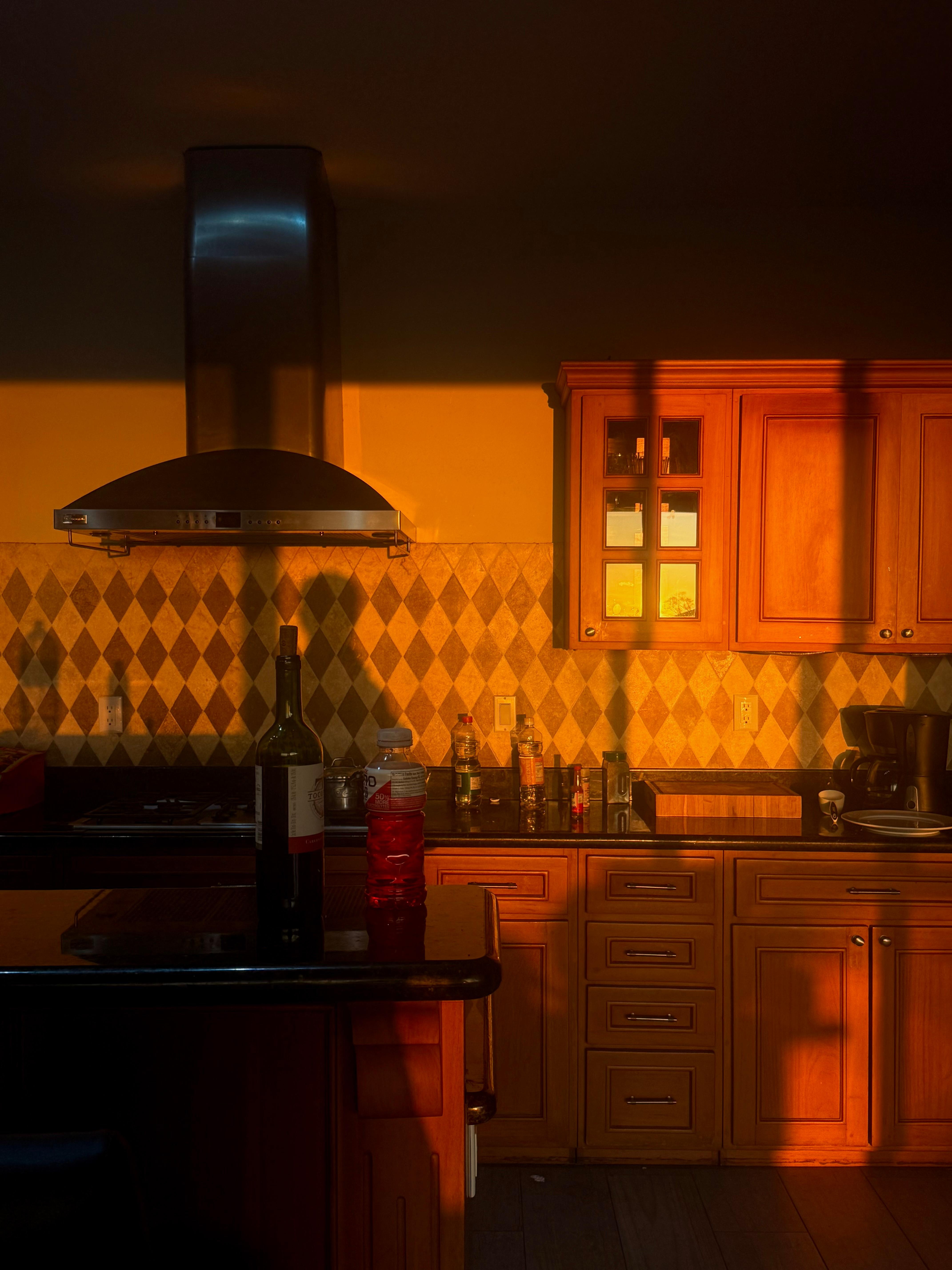 Sunset view of the kitchen
