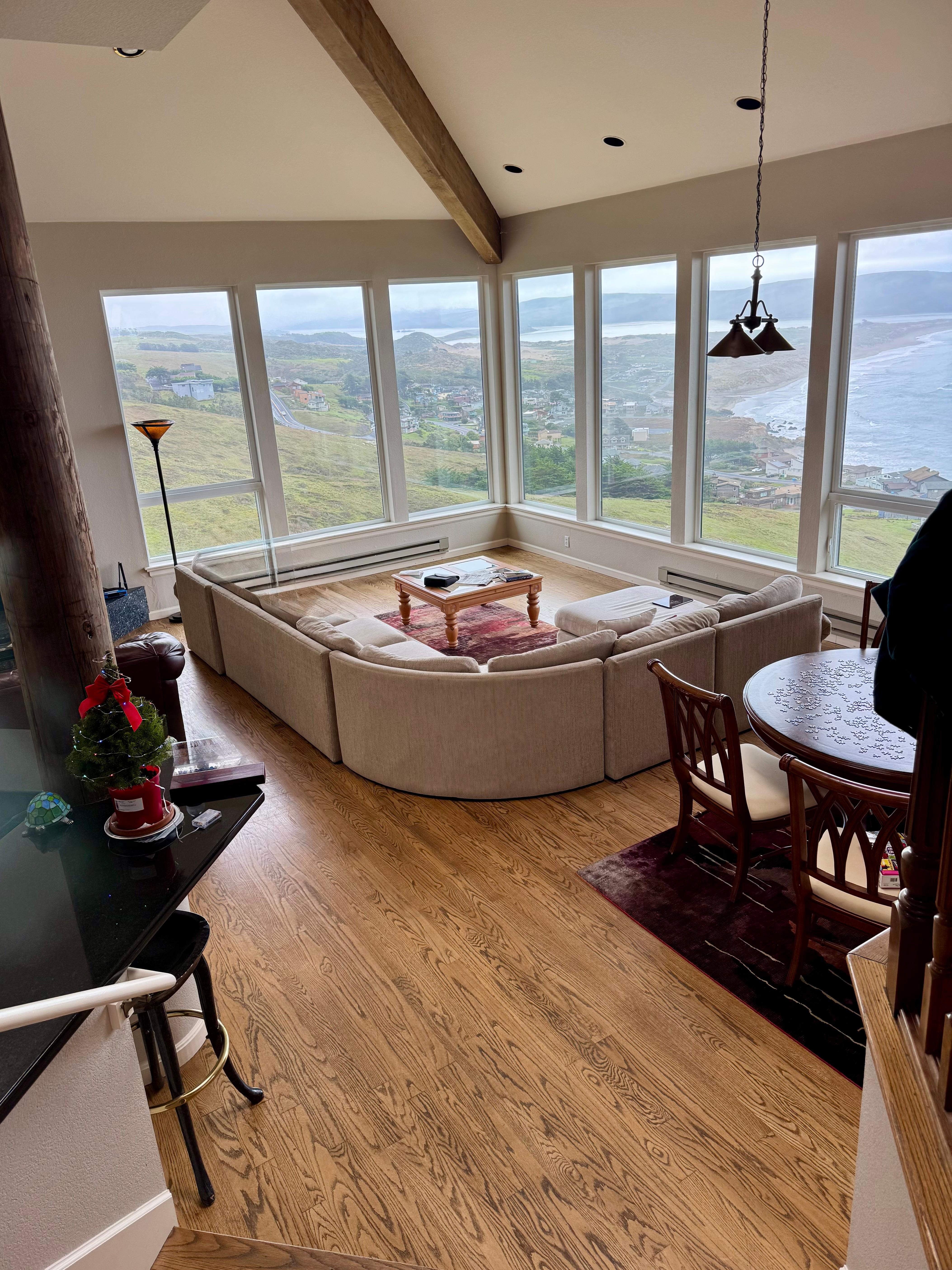 Living room with beautiful views.