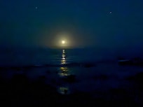Moon set on the ocean