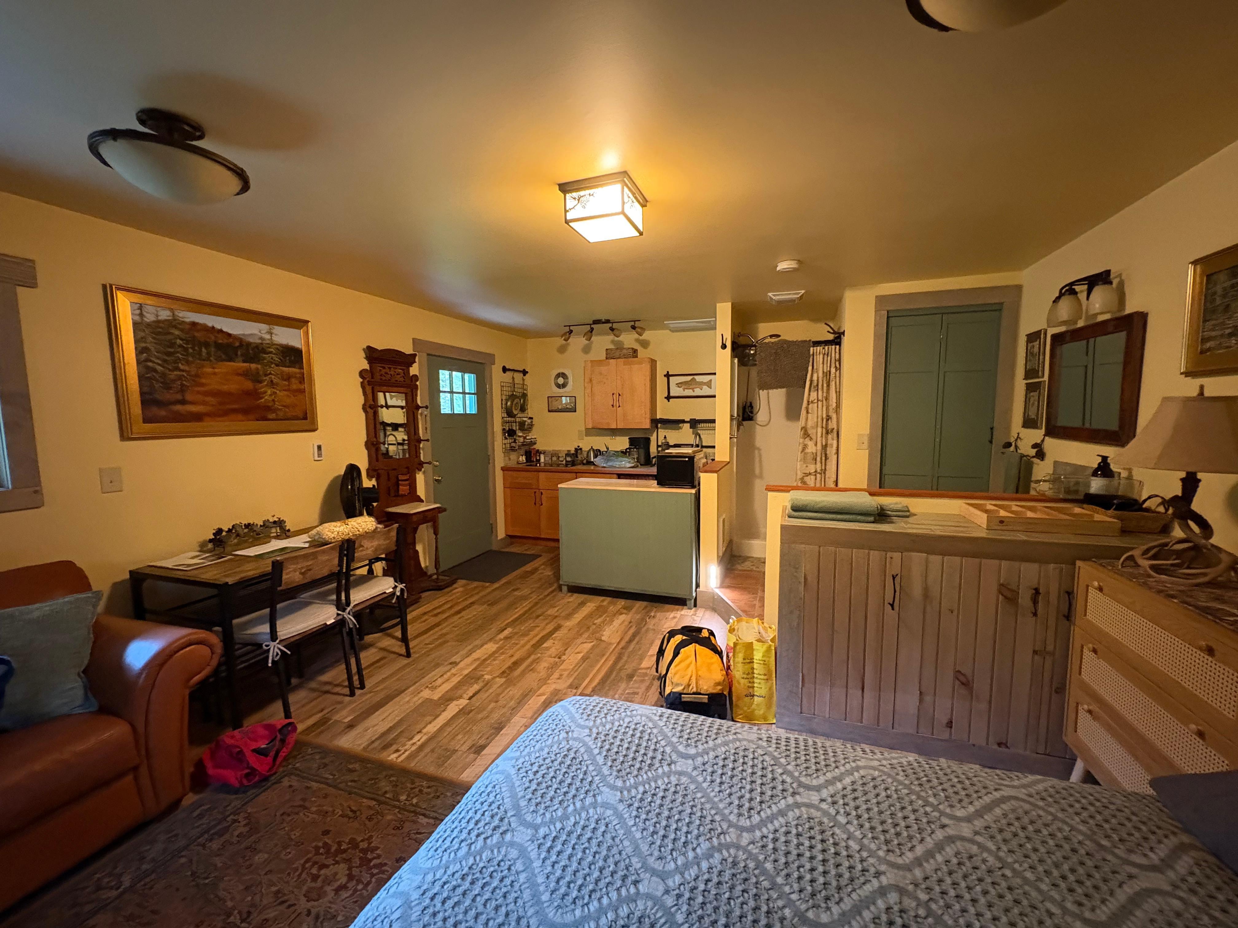 Kitchen was supplied with appliances and tools we needed for simple meal prep. 