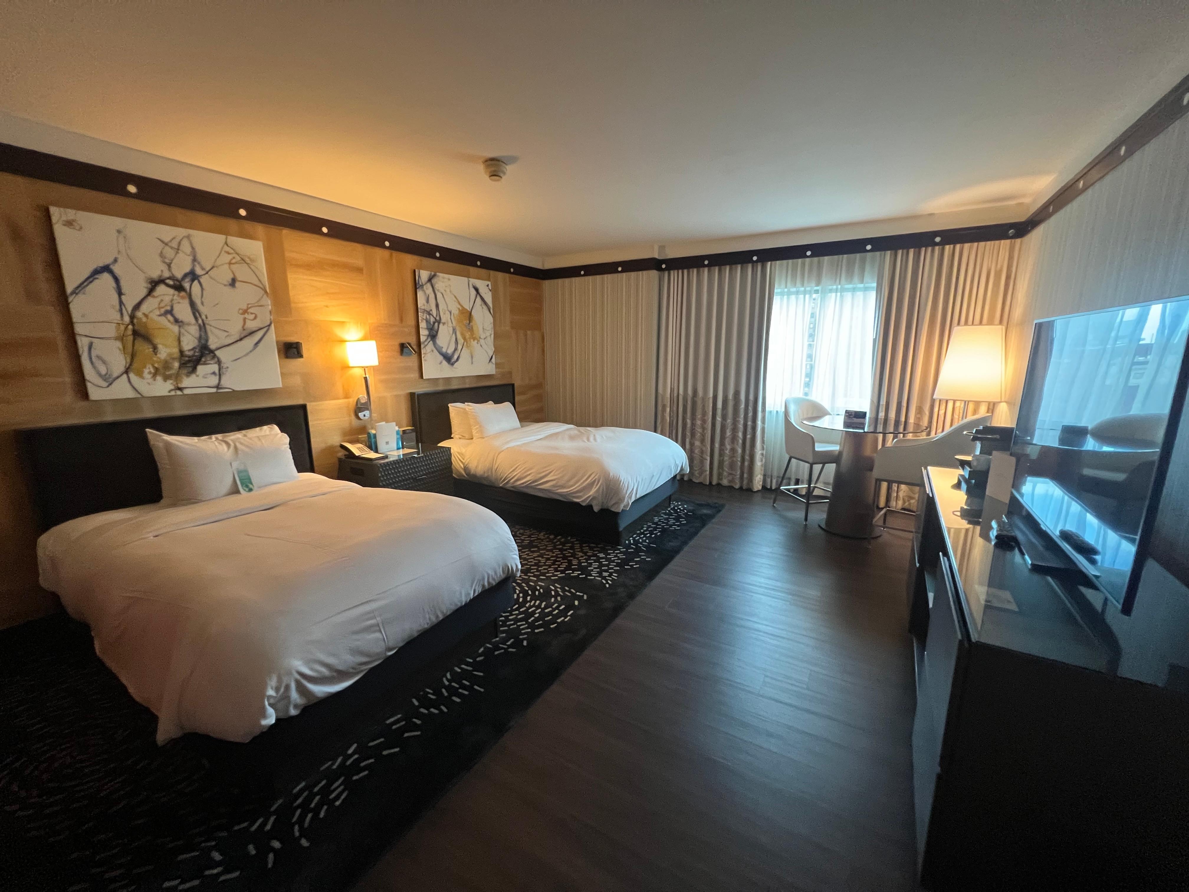 "Luxury Room" with Two Doubles (Huge, great beds, but dated and worn)
