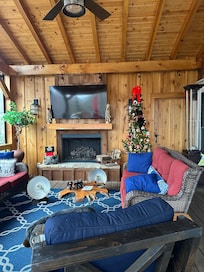 Outside covered porch was so nice to hang out.