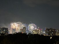 Fireworks from property’s rooftop.
