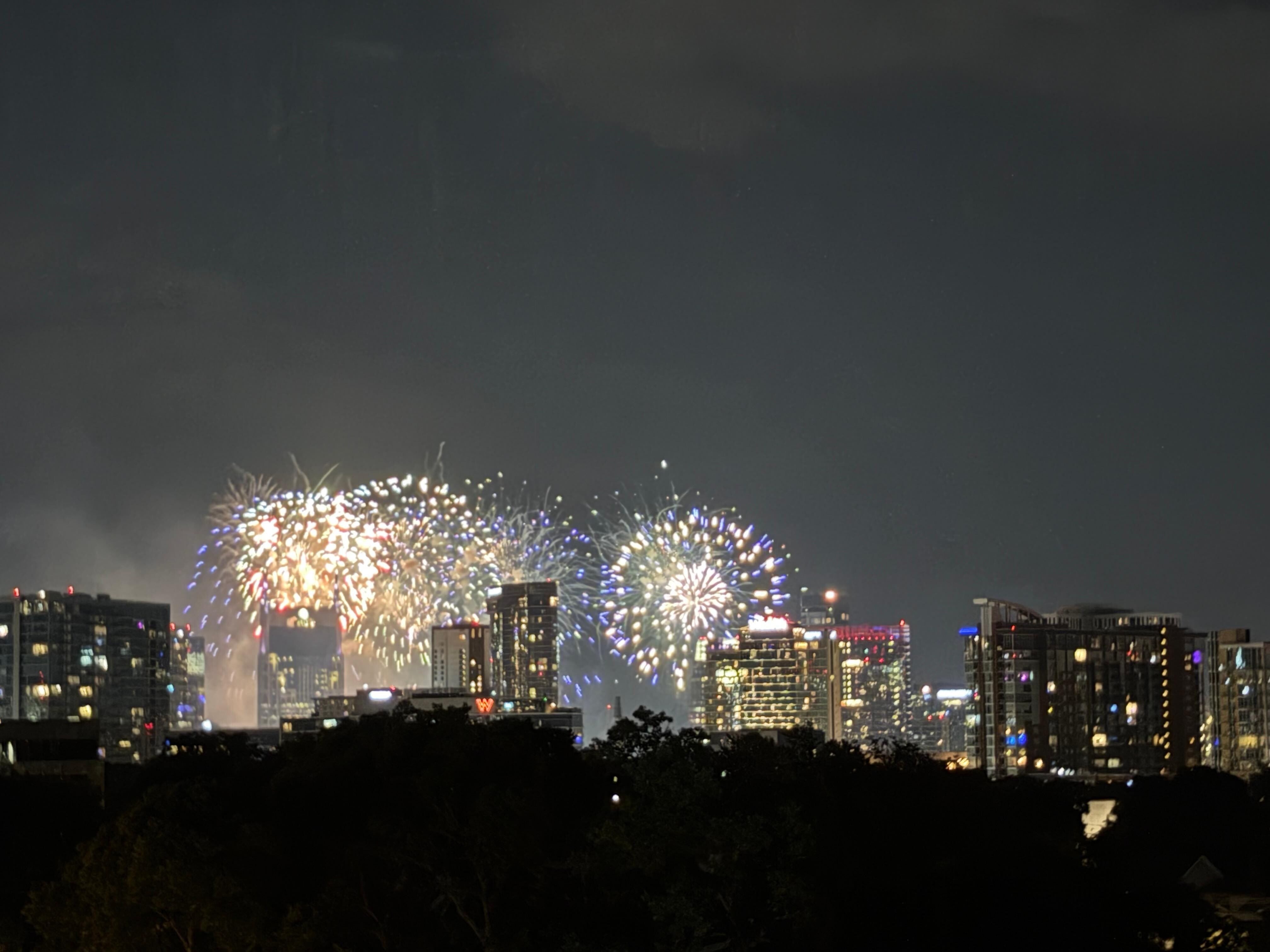 Fireworks from property’s rooftop. 