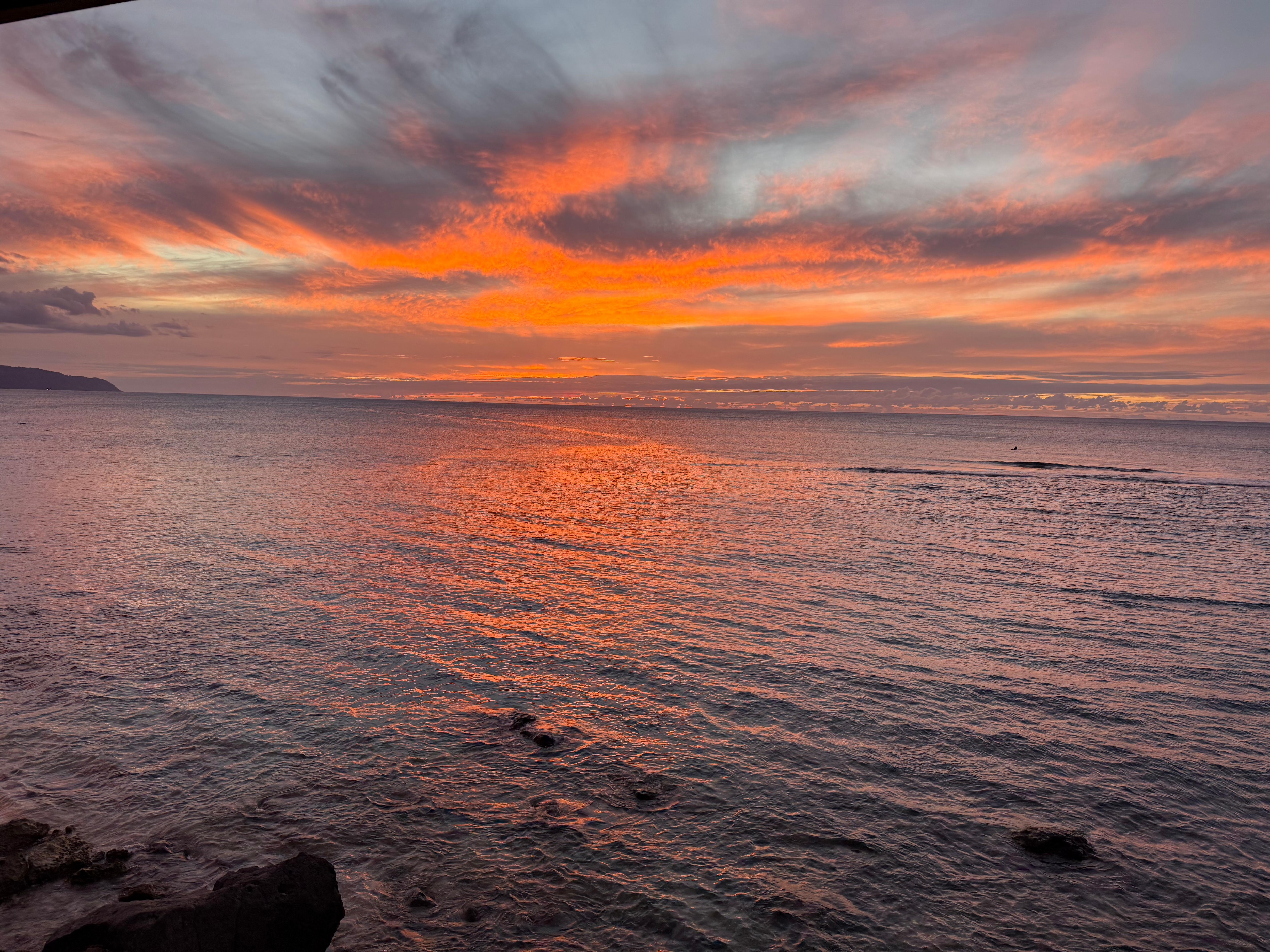 Gorgeous sunset right outside the door.