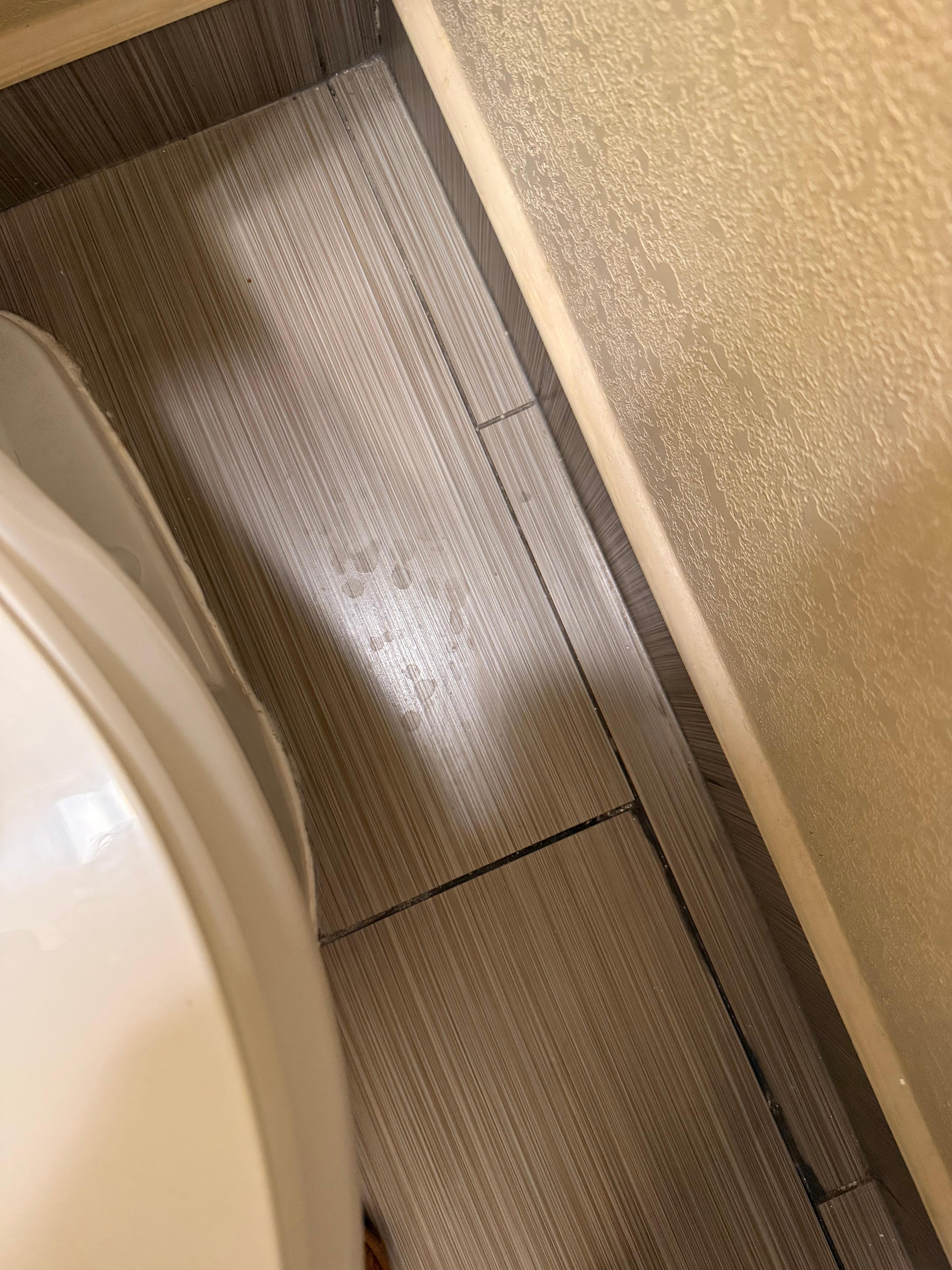 The bathroom floor that was sticky