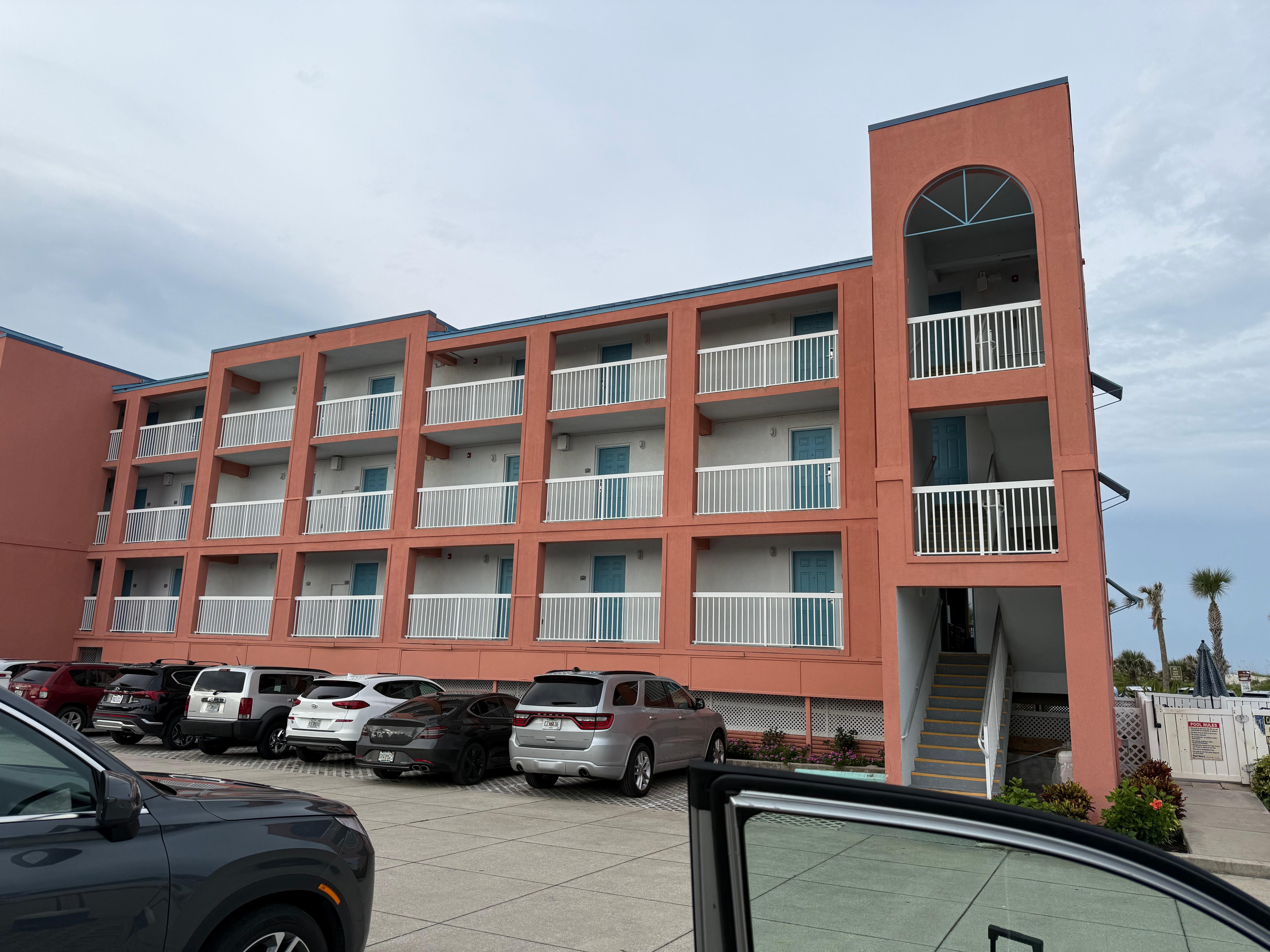 Hotel from parking lot
