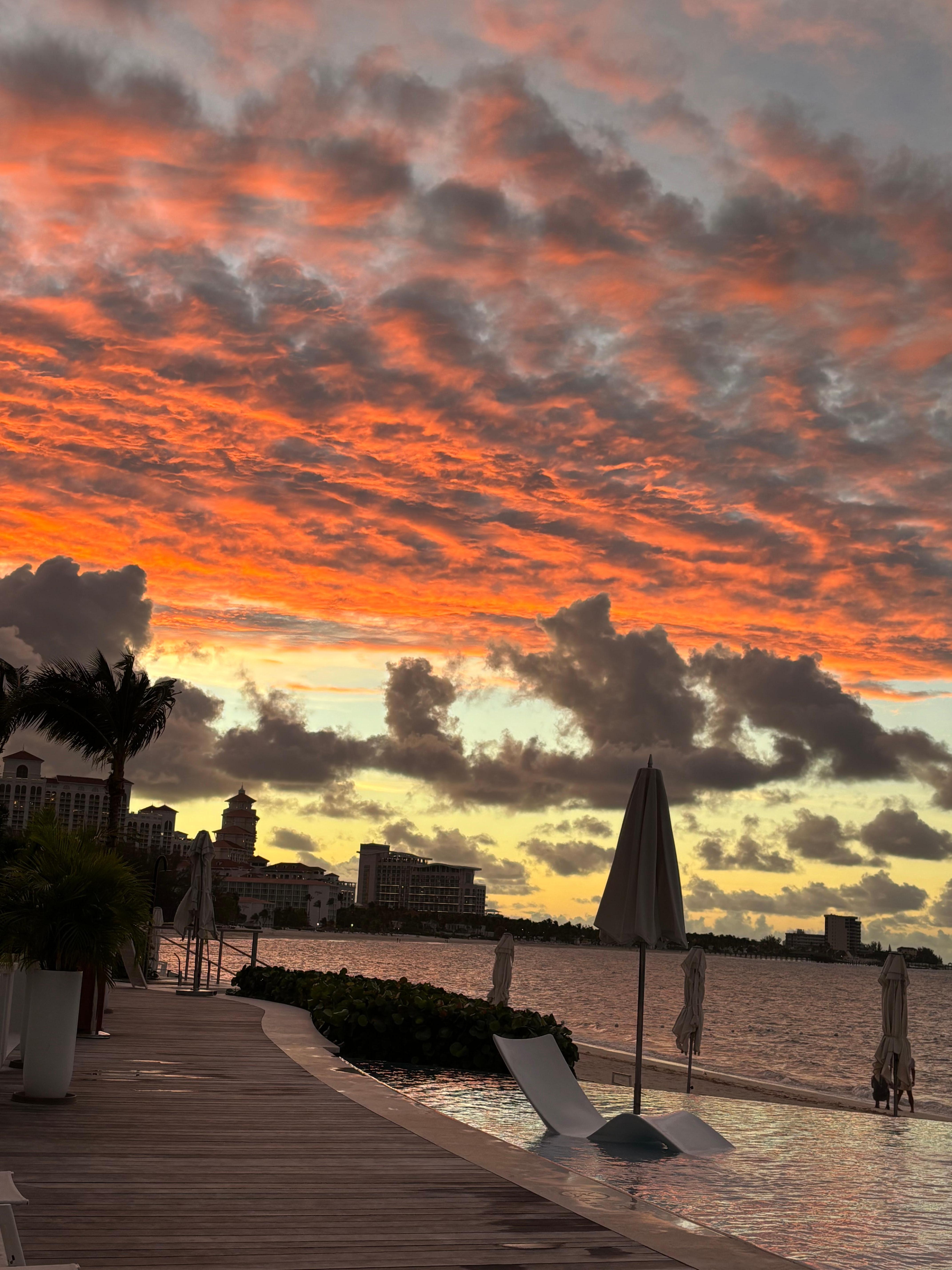sunset poolside