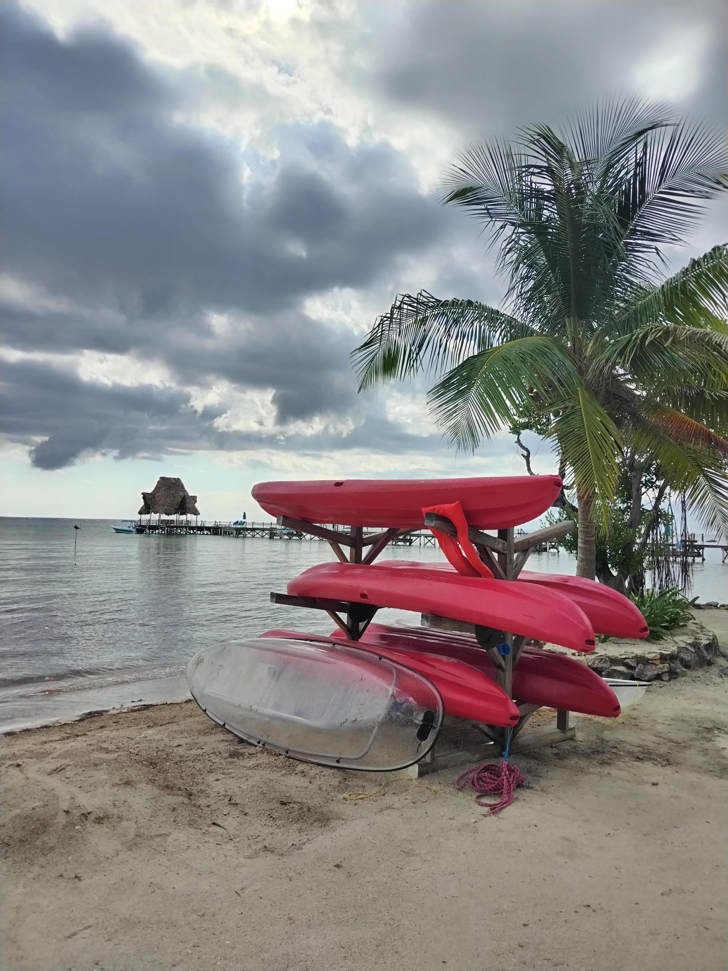 Kayaks are available and included for guests. 