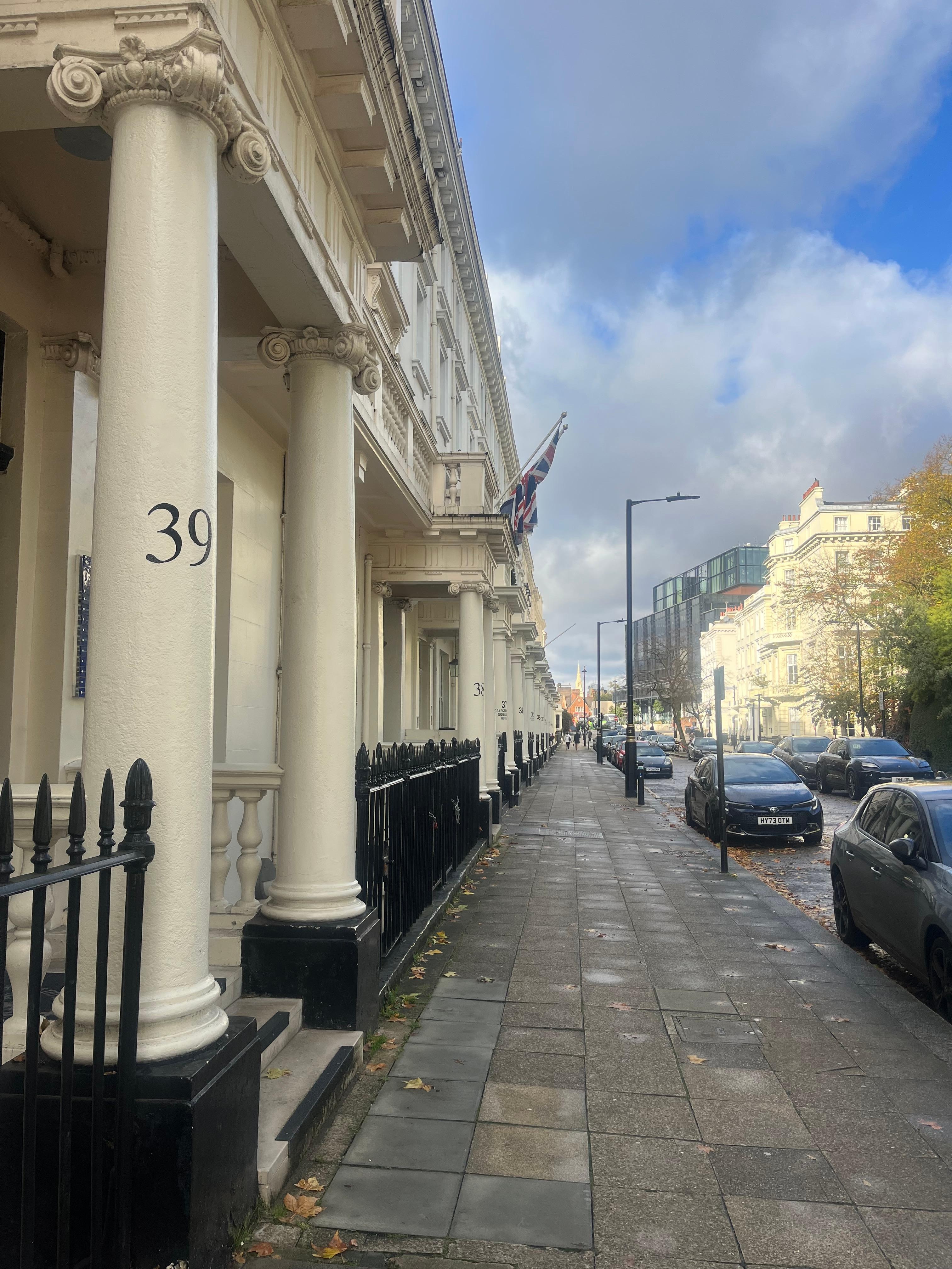 The street of the hotel. 