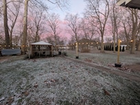 Sunrise looking out the back towards the enclosed sitting area.