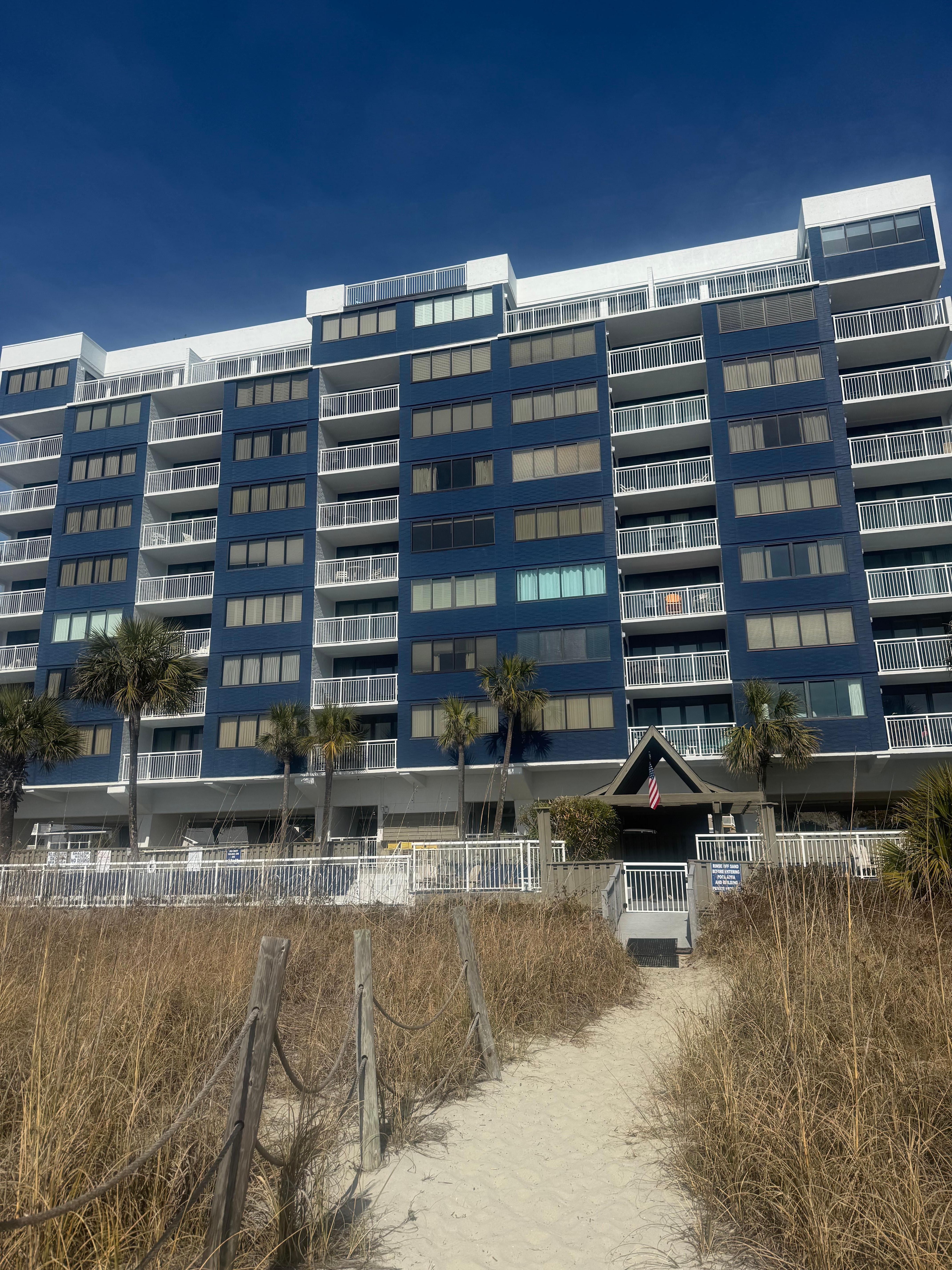 View of condo from beach