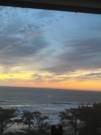 The sunset view from our living room window.