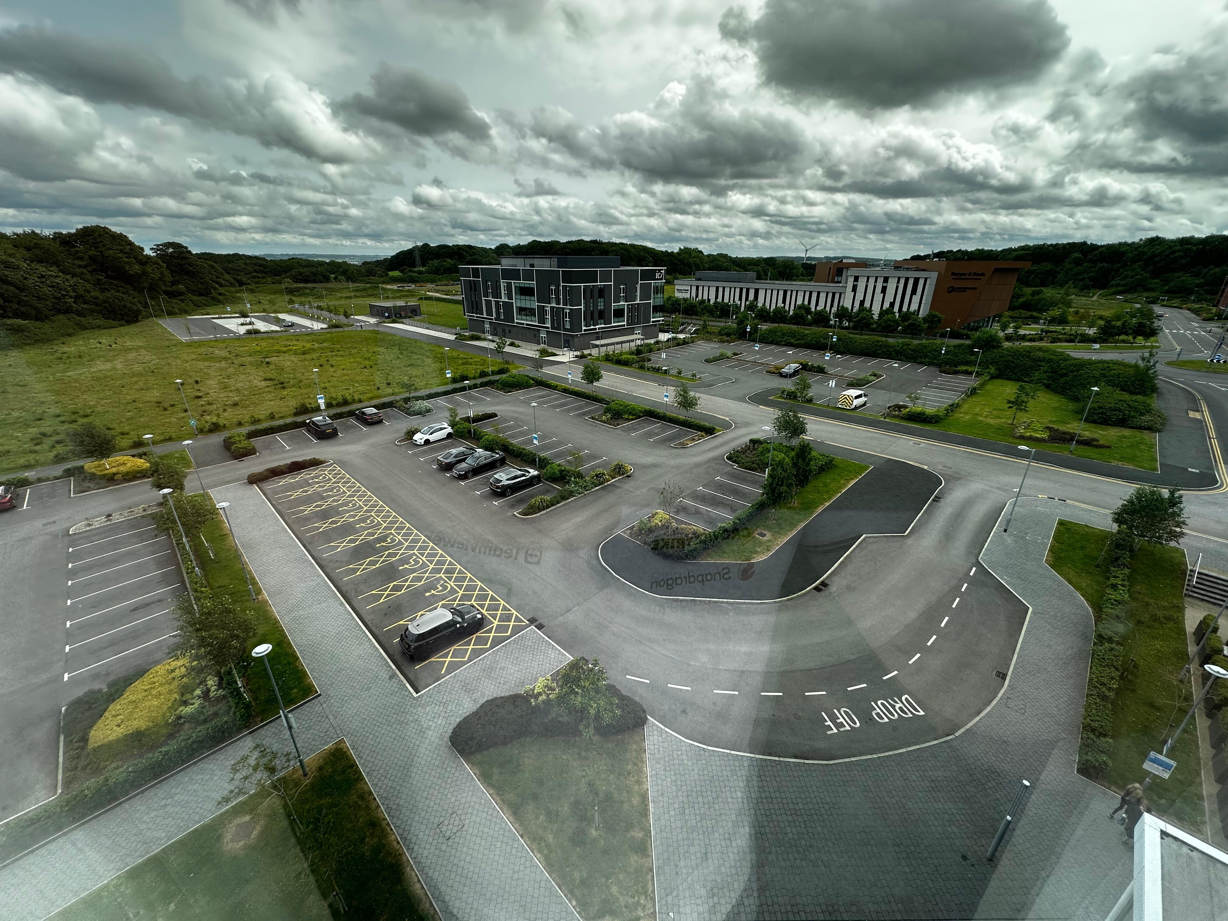 View from the room over the spacious car park . £3 per day . 
