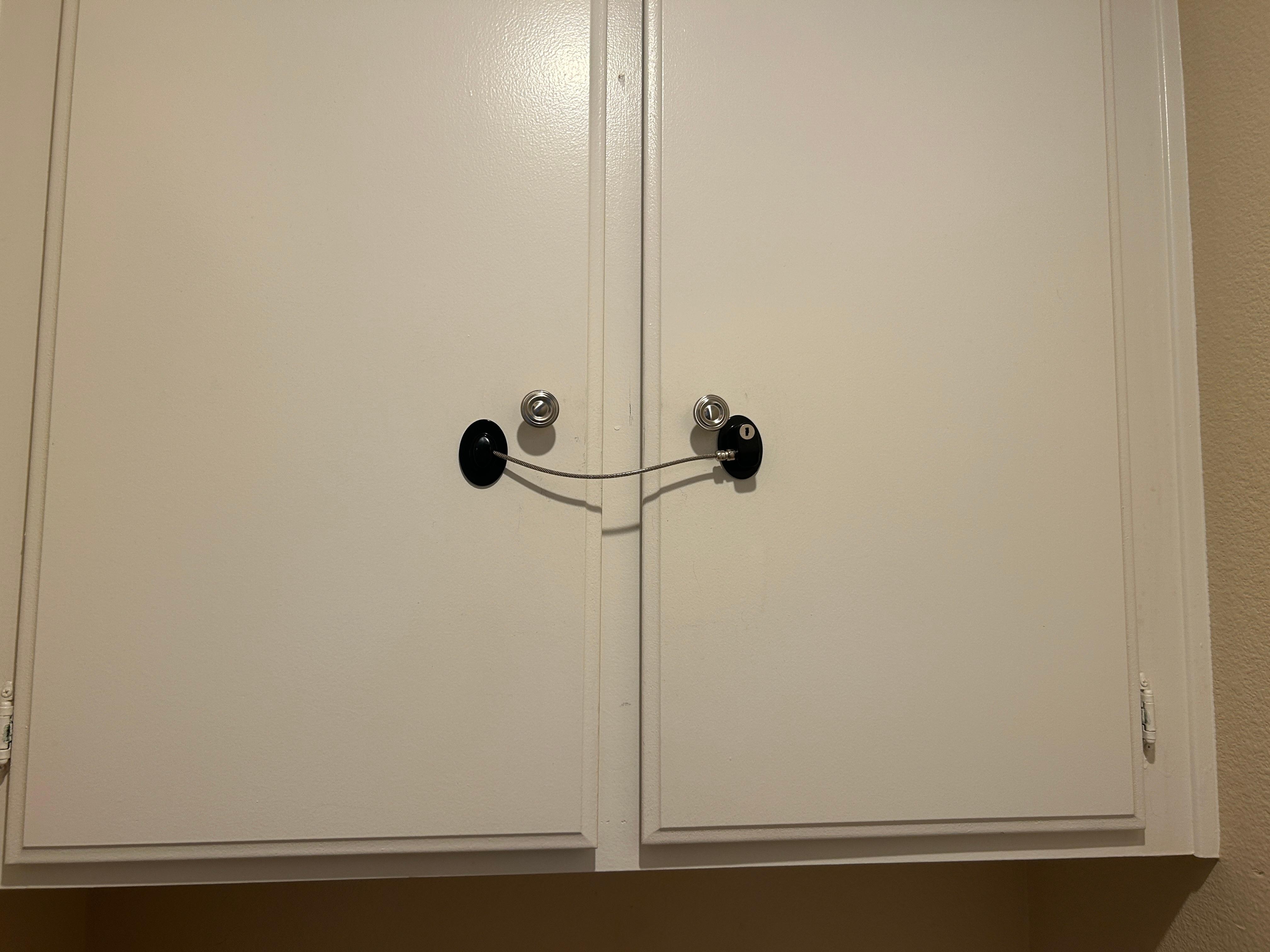 Locked cabinet in bedroom..no others to use