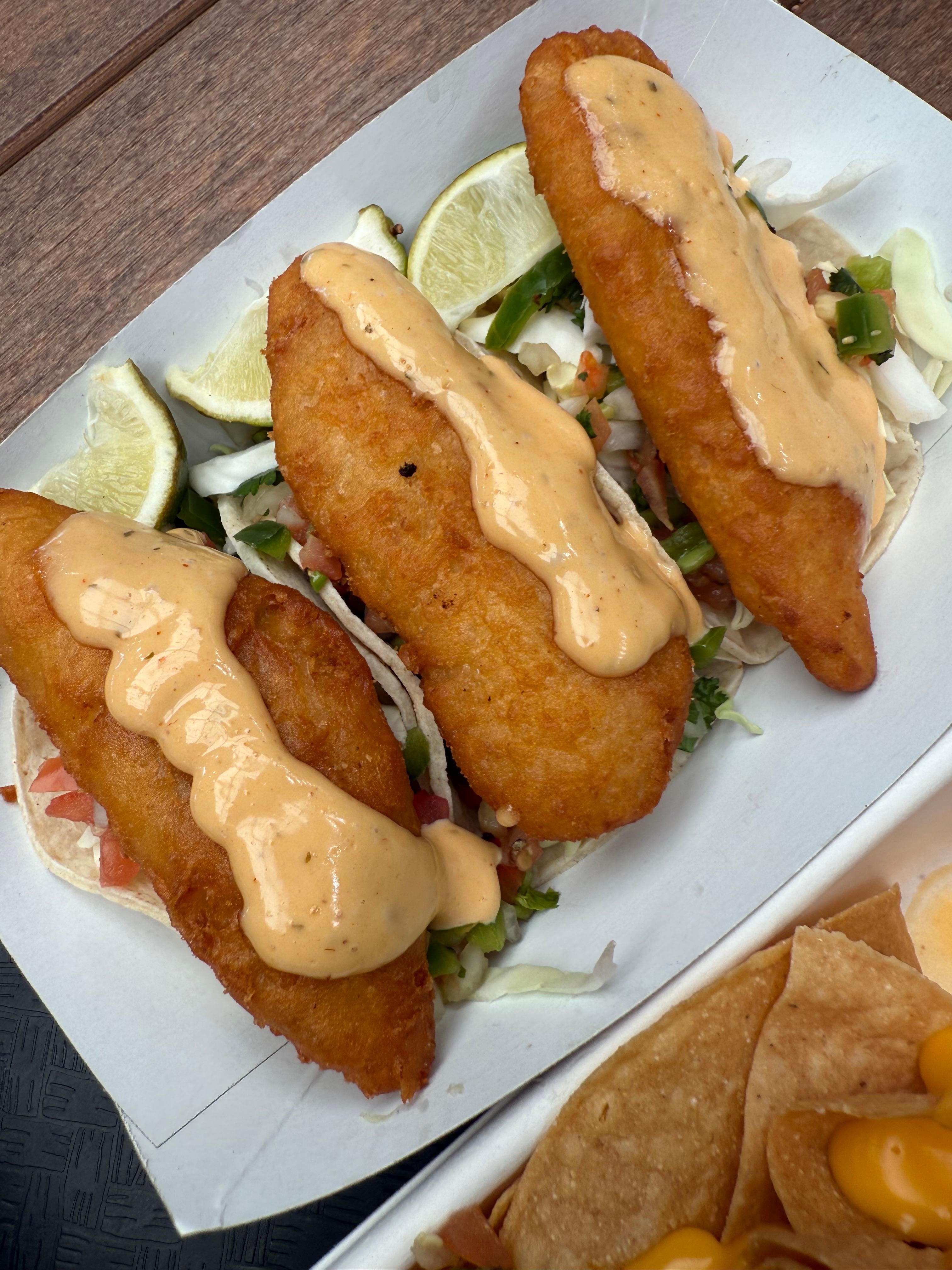 Fish Battered Tacos @ Timbers Tacos