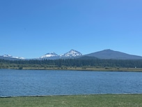 2 of the Sisters and Black Crater from the Lodge Pool
