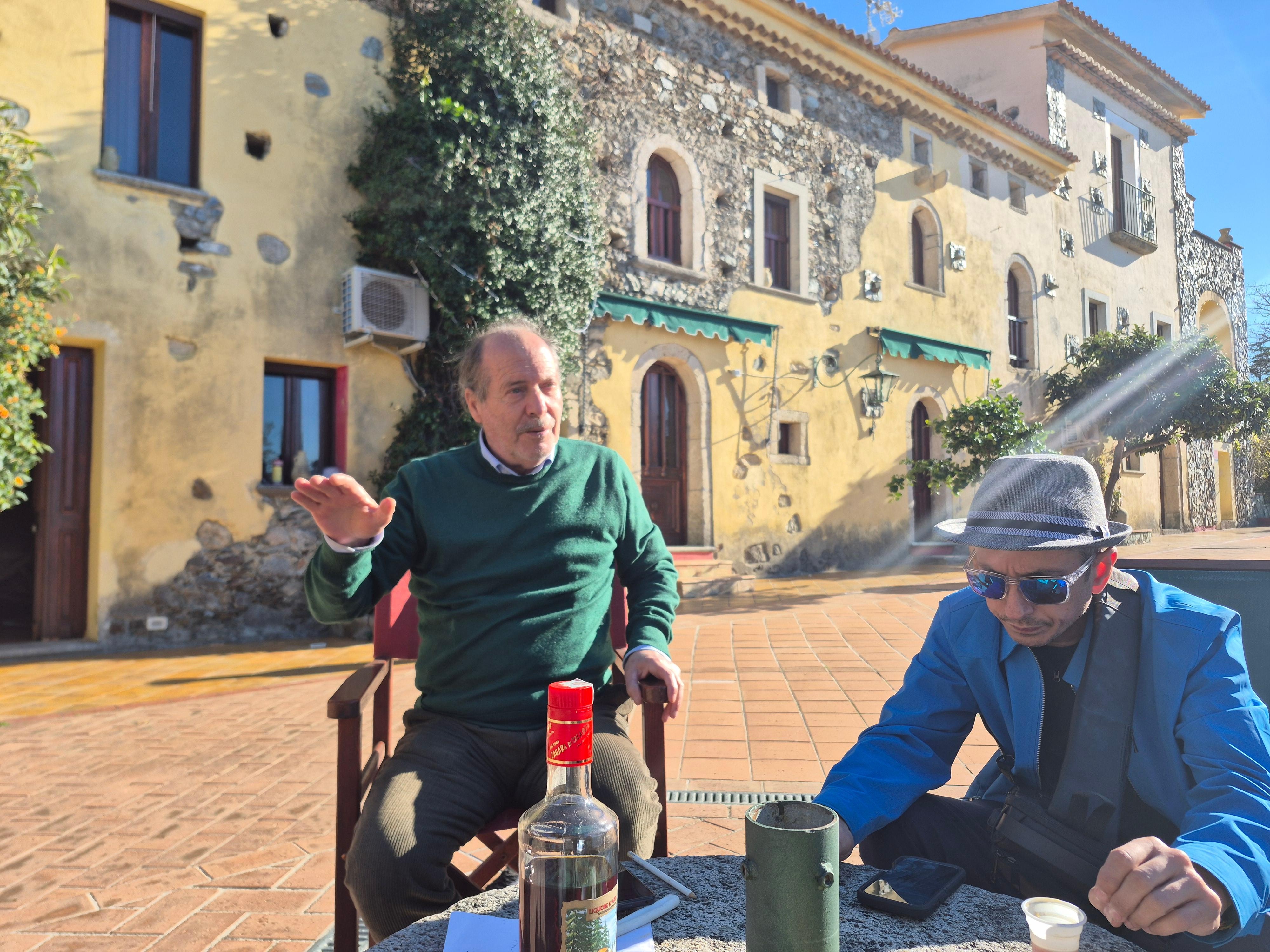 Enjoying a cup with Cesare