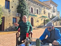 Enjoying a cup with Cesare