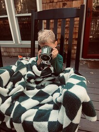 Drinking “ kids coffee” first thing in the morning on the deck.,,,