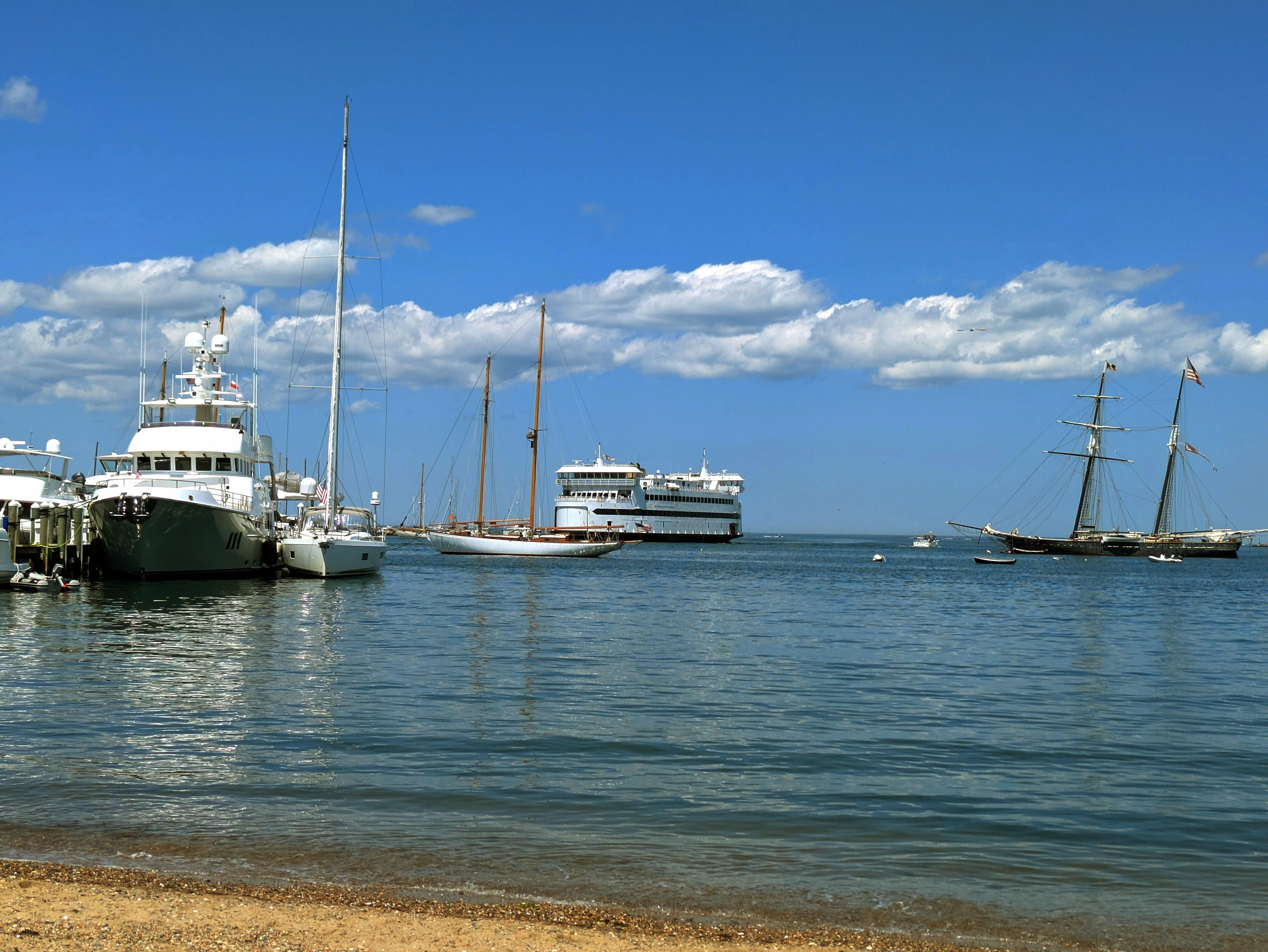 Watching the ferry from the hotel's beach