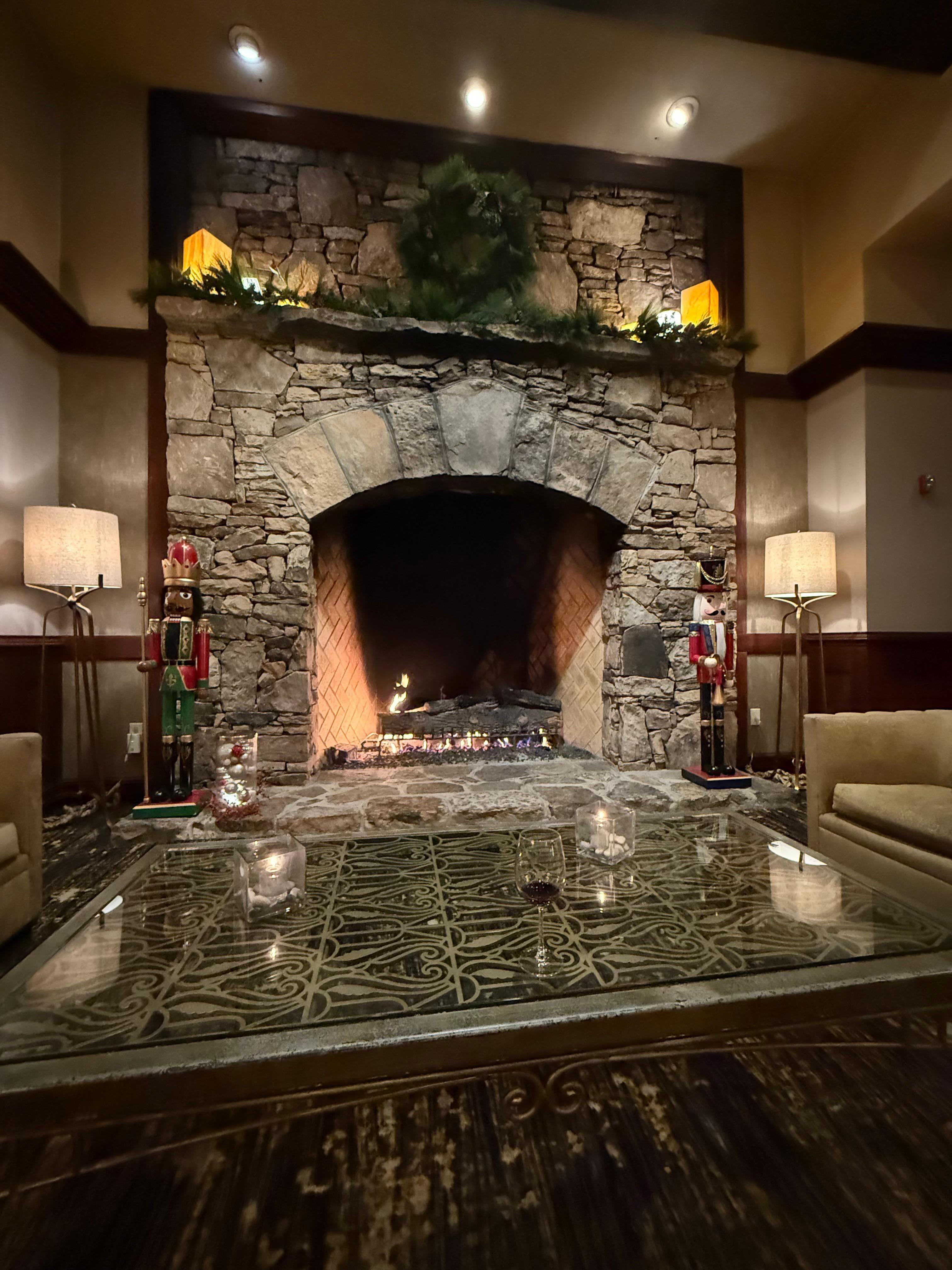 Lobby Fireplace one of two