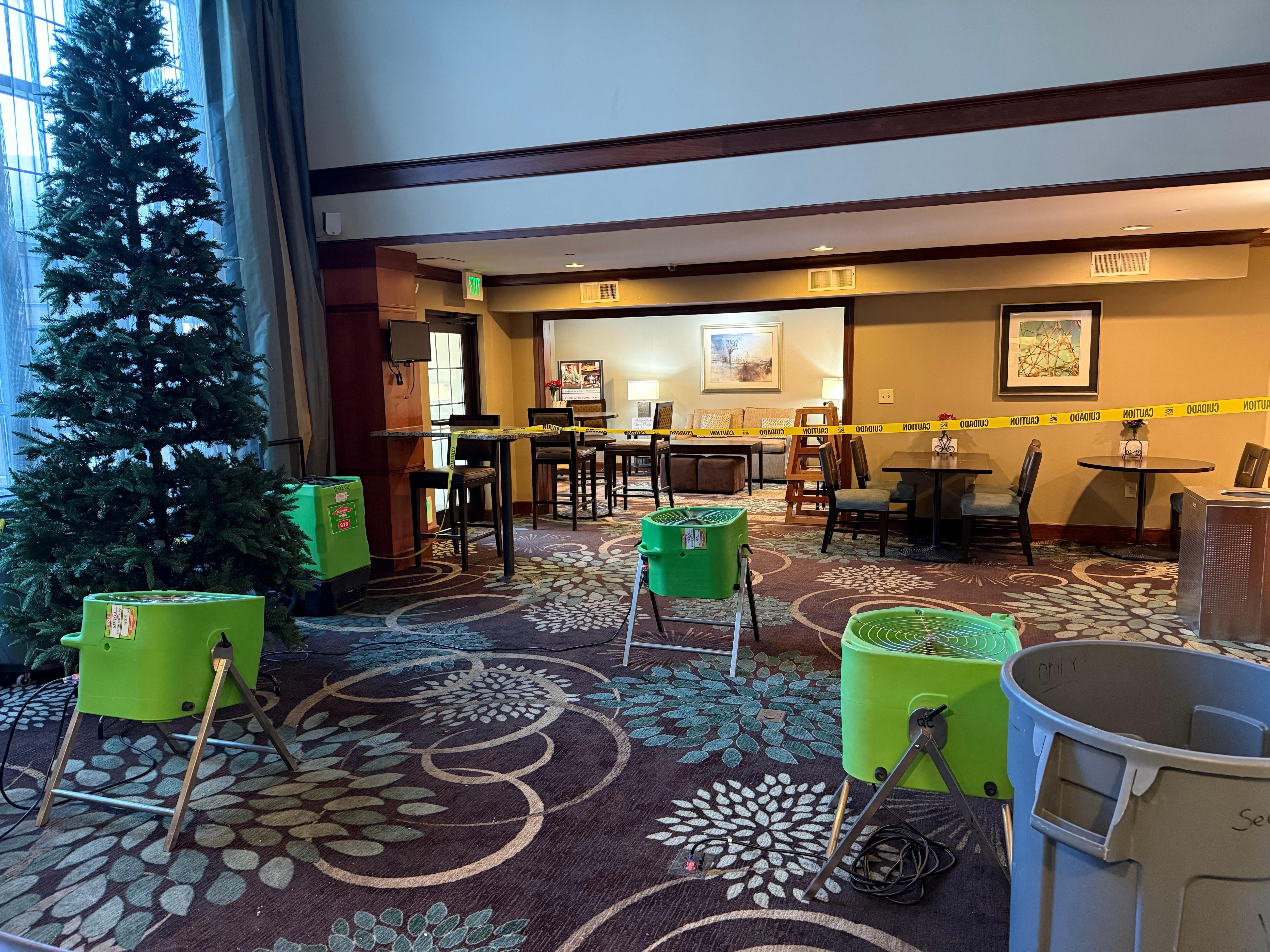 Lobby with dehumidifiers