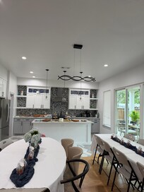 We loved the open kitchen and back patio right there!